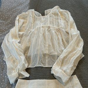 Woman’s white top and skirt set by La Lavon used never worn.